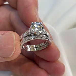 Lab Grown Diamond Engagement Wedding <strong>Ring</strong> 925 <strong>Sterling</strong> <strong>Silver</strong> IGI Certified CVD HPHT Solid 18k Gold Plated Women Bridal <strong>Set</strong> - Product Image 1