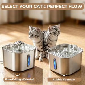 Fontaine à eau pour animaux de compagnie en acier inoxydable de 2,2 L, distributeur d'eau automatique pour chats, bol d'eau filtrée ultra-silencieux pour chats et chiens - Product Image 4