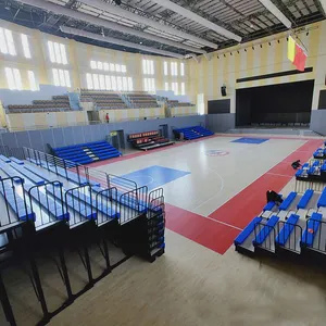 High quality Foldable Moving Retractable Bleachers with Stadium Seat HDPE corner Chair for basketball court