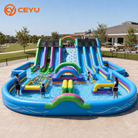 Toboggan aquatique gonflable géant d'extérieur avec piscine, personnalisé pour adultes et enfants, par Ceyu Factory – Attraction commerciale