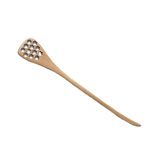 Minimalist Wooden <b>Serving</b> <b>Spoons</b> With Honeycomb Design Long Handle Kitchen Utensils Natural Grain Flatware Set - Product Image 2