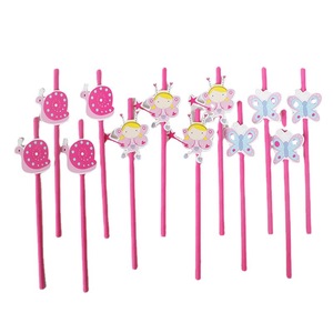 <b>Little</b> Fairy Series Paper Straws 12-Piece Set With Cartoon Decorations For Party Use - Product Image 1