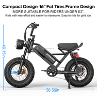 Dropshipping Entrepôt Américain Nouveau Style Vélo Électrique à Gros Pneus 16 Pouces 750W 48V VTT Rapide pour Adultes