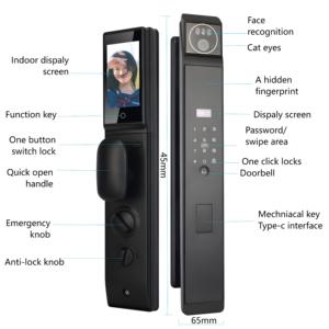 Cerradura de Video Automática VIMA con Reconocimiento Facial, Huella Dactilar, Código, Tarjeta, Aplicación Tuya Wifi y Llave para Puerta Principal - Product Image 3
