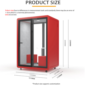 Cabina <span class=keywords><strong>de</strong></span> Oficina Móvil Insonorizada Moderna <span class=keywords><strong>de</strong></span> 2 Plazas, Cabina Acústica para <span class=keywords><strong>Reuniones</strong></span>, Estudio, Teléfono, Privacidad, para Hotel, Escuela - Product Image 2