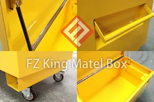 Professional Factory Yellow Metallic Tool Box With Wheels Heavy Duty Aluminum Roller Tool Boxes