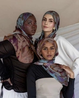 2024 personnalisé Ombre aquarelle marbre cravate-teinture imprimé Premium modal en mousseline de soie Hijab tête écharpe Style Long pour les femmes musulmanes