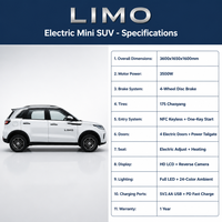 SUV Électrique Compact Moteur 3500W Entrée sans Clé NFC Démarrage à une Touche Hayon Électrique pour Navette de Station Balnéaire Vente en Gros Direct Usine