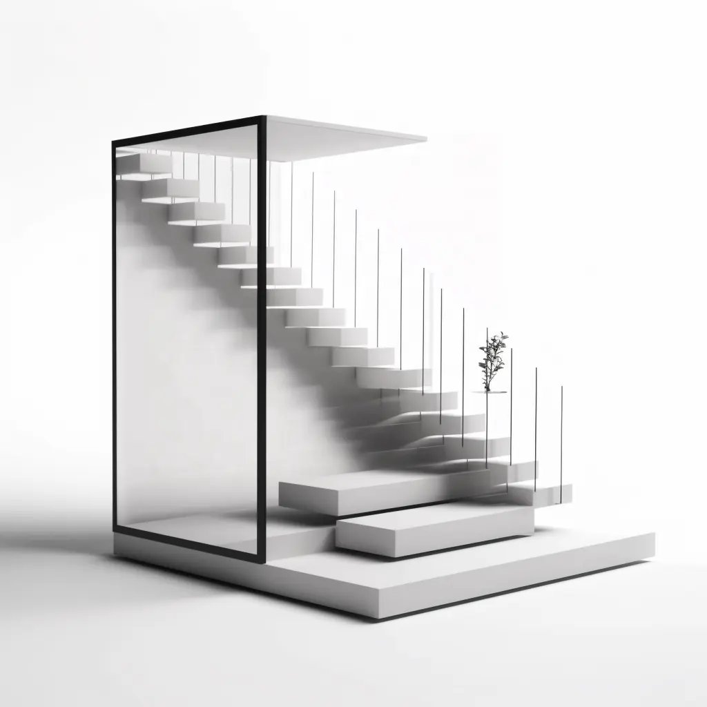 ART 맞춤형 플로팅 스트레이트 계단 현대 나무 계단 인테리어 계단