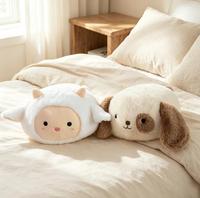 Jouets en peluche personnalisés, mignons animaux de dessin animé, cochon, pingouin, raton laveur, renard, shiba inu, oreiller en peluche pour lit