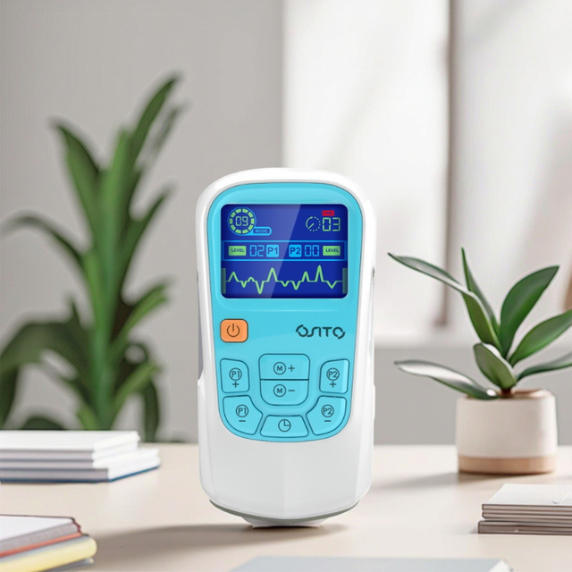 TENS Unit Muscle Stimulator Rechargeable Electronic Pulse Massager with 4 Reusable Pads