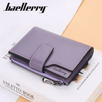 BAELLERY dompet tas genggam wanita, dompet wanita polos ritsleting pendek bercetak grosir pabrik