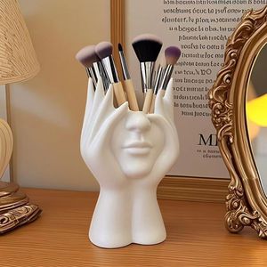 Face Art Design Cosmetic Brush Holder <b>Plastic</b> Makeup Organizer For Dressing <b>Table</b> Desktop Storage - Product Image 1