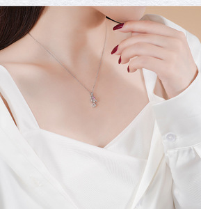 Collier en argent sterling S925 avec zircon rose en forme de tulipe pour femme, chaîne de clavicule, ambiance délicate, bijou en argent de luxe léger, cadeau - Product Image 2