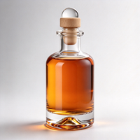 Bouteilles en verre transparent avec liquide rose et ambré pour whisky, brandy, vodka, tequila et présentation à domicile