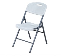Chaise pliante en plastique moderne et confortable - Empilable, renforcée, légère, imperméable, portable, chaise de jardin d'extérieur, cadre en métal