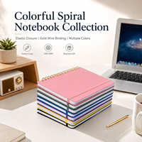 Carnet de notes A5 multicolore à spirale avec logo personnalisé, élastique et lignes, pour étudiants, école, écriture, cadeau, papeterie en gros