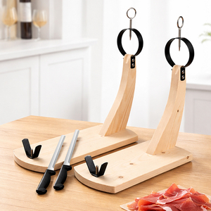 Soporte Profesional de Madera para Jamón con Cuchillo, Soporte de Jamón de Acero Inoxidable para Cortar Jamón <span class=keywords><strong>Español</strong></span> - Product Image 4