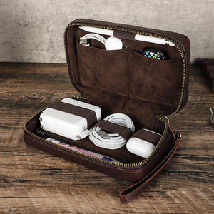 Customized Leather Travel Pouch Storage Bag <b>Tablet</b> Electronics Cable Accessories Organizer Digital Products Cable <b>Charger</b> Cases - Product Image 1