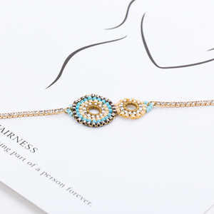 Bracelet porte-bonheur classique pour femme, fait main avec perles MIYUKI, bracelet chaîne tissé à la main, incrustation de diamants - Product Image 4