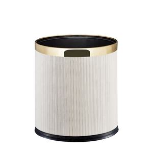 FRINS leather waste paper baskets metal trashbins open top Decorative Garbage Bin Double Layer Lidless