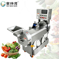 Nieuw ontwerp, waterwasbaar, stabiel werkende, multifunctionele aardappel-, fruit- en groentesnijmachine met dubbele kop voor kettingrestaurants