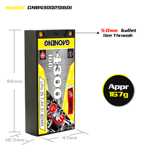 Batería LiPo RC GNB GAONENG 4300MAH 2S 7.4V 160C 5mm Bullet Hard Case LCG Shorty Thin Super Shorty Hard Case para Auto RC 1:12 1:10 - Product Image 3