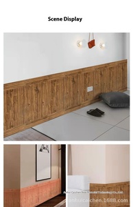 Carta da Parati PVC Autoadesiva 3D Effetto Legno, Pannelli Murali Antiurto con Motivi Geometrici Caldi per Camera da Letto e <span class=keywords><strong>Hotel</strong></span> - Product Image 6