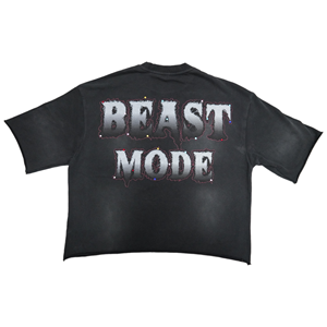 T-shirt da uomo con strass squadrato in spugna francese con stampa digitale personalizzata con stampa bianca - Product Image 3