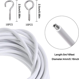 Hiện Đại 5M <span class=keywords><strong>PVC</strong></span> Tráng Đa-Mục Đích Rèm Sợi Dây Thừng Treo Tường Phụ Kiện Tensioner Với Tốt Dây Cáp Bộ Móc Cho Nhà Sử Dụng - Product Image 2