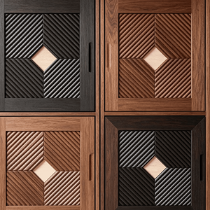 Armoire de rangement modulaire texturée géométrique, boîte à tiroirs en bois empilable avec incrustation de diamants pour salon et chambre à coucher - Product Image 4