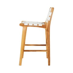 Silla de Comedor Moderna de Madera con Asiento y Respaldo de Tela Blanca Tejida, Muebles para Exteriores y Hogar, Diseño Minimalista - Product Image 2