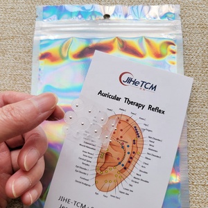 1,5mm chapado en oro y plata 100 Uds cinta médica pegatinas de punto de oreja pérdida de peso belleza cuidado de la salud presión del oído auricular semillas de oreja - Product Image 4