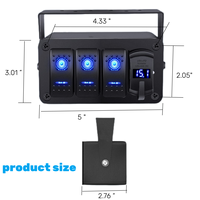 Kotak Sakelar Rocker 4 Gang 12V 24V On-Off QC3.0 Pengisi Daya USB Voltmeter Logam 20A