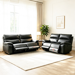 Sofá Seccional Extensible <span class=keywords><strong>de</strong></span> Cuero Genuino Moderno con Reclinación Eléctrica, Estructura <span class=keywords><strong>de</strong></span> Madera, Muebles para Sala <span class=keywords><strong>de</strong></span> Estar, Reposacabezas Eléctrico - Product Image 4