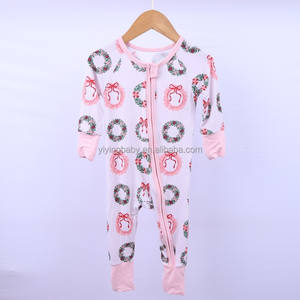 Pijamas de Natal de Manga Longa YiYing Confortáveis para Bebês em Bamboo com Zíper para Crianças Impressão Personalizada Body Infantil - Product Image 2