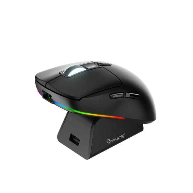 New Three-mode 2.4G&BT Wireless Gaming Mouse 6D RGB Backlight Gaming Mouse Rechargeable Mice with Charging Base, GM-181DWA