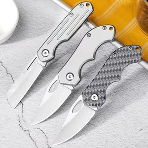 Cuchillo pequeño de acero D2, cuchillo plegable de acero inoxidable, clip de transporte portátil, mango totalmente de acero, hoja plegable, portátil - Product Image 2