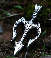 Pendentif Trident Neptune en acier inoxydable 316L de style gothique pour hommes Design unique avec zircon plaqué or Bijoux de mode pour cadeau