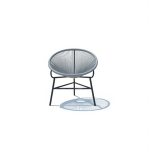 Chaise lune de patio en polyrotin gris avec structure en acier, chaise de jardin contemporaine, mobilier d'extérieur - Product Image 1