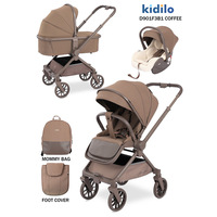 Poussette bébé Kidilo en alliage d'aluminium, personnalisée en usine, avec siège auto pour nourrisson, poussée bidirectionnelle, design haute couture, légère