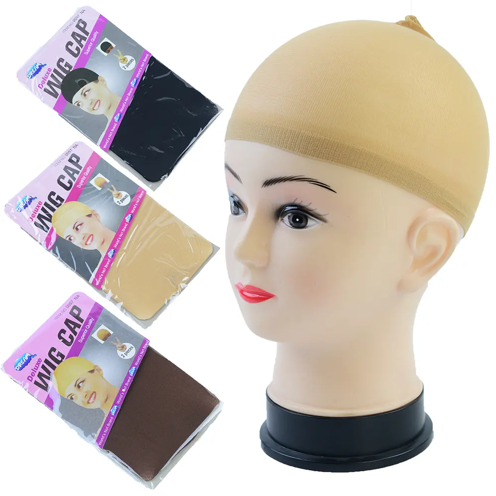 ML Grosir Kustom 2 Buah/Pak Nilon Tinggi Elastis Berpori Wig Topi Stoking Wanita untuk Membuat Wig