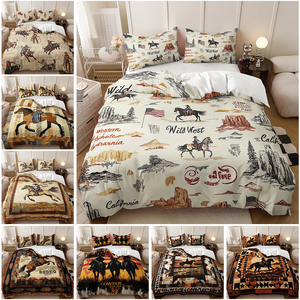 Twin/Queen/King Western Cowboy Ensemble de housse de couette à impression numérique-Literie à thème Wild West - Product Image 2