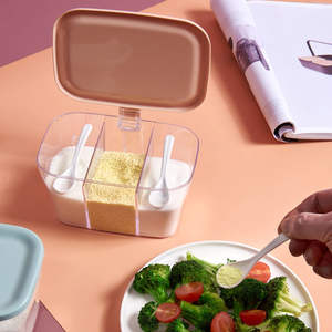 Caja de condimentos multirejilla con cuchara, caja de condimentos de combinación integrada para el hogar - Product Image 4