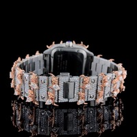 Luxuriöse Hochwertige Quarz-Armbanduhr mit Quadratischem Moissanit-Diamanten, Modische Herrenuhr, Weißgold-Plattiert, Edelstahl, Römisches Zifferblatt, Hip-Hop-Stil