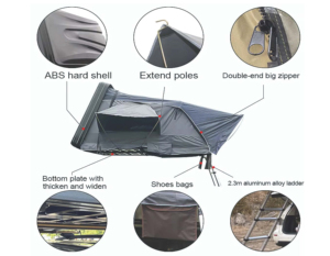 Quick Setup <b>Waterproof</b> Side Open Clamshell ABS Hard Roof Top <b>Tent</b> Car Roof <b>Tent</b> ABS Hard ABS Roof Top <b>Tent</b> - Product Image 5