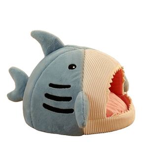 2024 neu niedliches Katzenhaus Höhlenbett Kätzchen weich wärmend gemütlich Haiform flauschig Haustier Hund Katze Höhlenbett Haus - Product Image 1