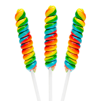 Sucettes artisanales personnalisées en gros, torsadées, arc-en-ciel, aux fruits sucrés, grandes et plates en spirale