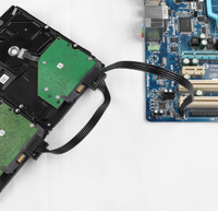 4-Pin Molex Female 2 X Kabel SATA Splitter 15 Pin Sudut Kanan Inti Tembaga Berisolasi PVC untuk HDD SSD Patical Drives