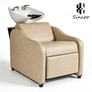 Chaise de lavage de cheveux de salon moderne, durable et de haute qualité, avec cuir PU et lavabo en céramique, couleur personnalisable pour salon de coiffure - Product Image 2